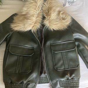Green Leather Bomber Jacket